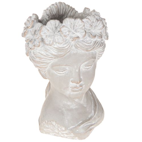 Plantenkop antieke gegoten stenen plantenbak vrouw 12,5×12×20,5cm