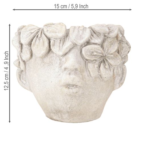 Artikel Plantenkop bloempot betonlook meisjeshoofd H13,5cm