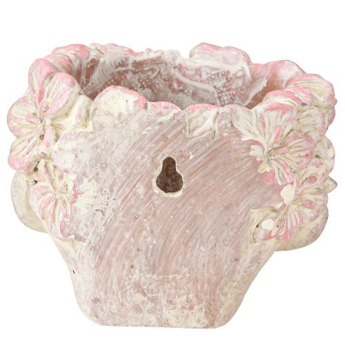 Artikel Plantenkop bloempot om op te hangen betonlook roze H13cm