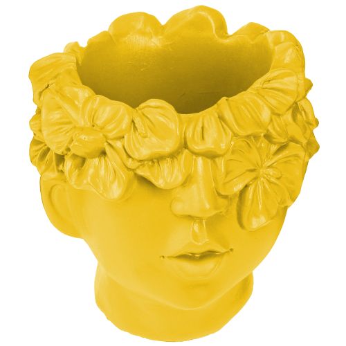 Floristik24 Plantenkop buste polyresin plantenbak geel 13,5×13×14cm