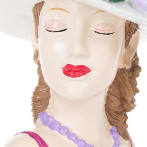 Artikel Bloemenvaas met vrouw op hoed en bloemen, plantenpotdecoratie voor binnen en buiten, 20 cm