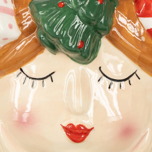 Floristik24 Plantenkop keramiek meisje decoratieve plantenbak Kerstmis H17cm
