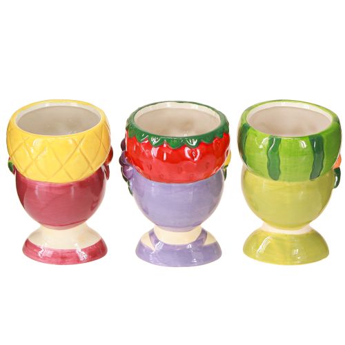 Artikel Plantenhoofd meisje met fruit decoratief keramiek 13,5cm 3st