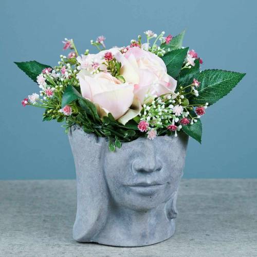 Floristik24 Plantkop buste van beton voor planten grijs H14,5cm 2st