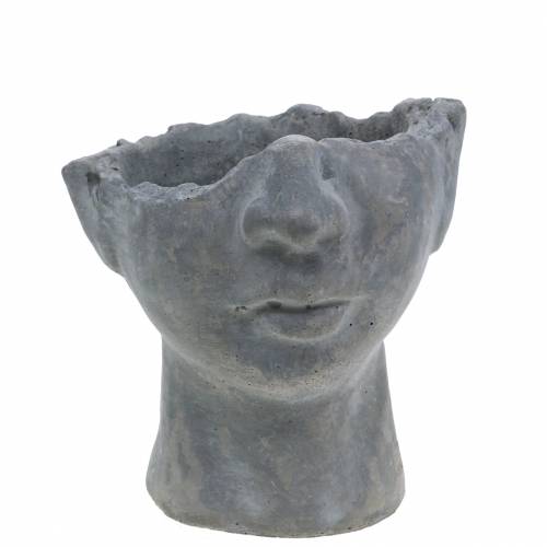 Buste plantenkop gemaakt van beton voor beplanting grijs H13cm 2st