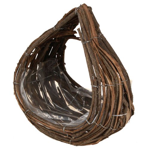 Artikel Plantenmand Hout Druppels Natuurlijk 38x18cm / 23x13cm Set van 2
