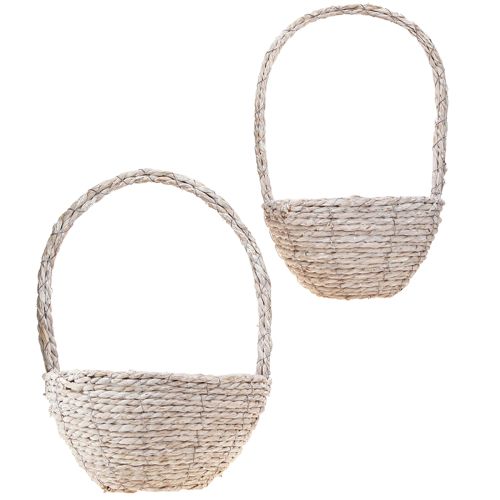 Artikel Plantenmand met rieten handvat in natuurlijk wit Ø23/28 Set 2 stuks