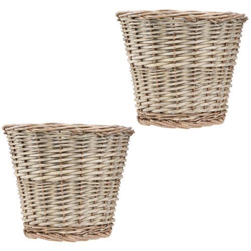 Artikel Plantenmand rieten mand naturel grijswit Ø25 H21cm 2st