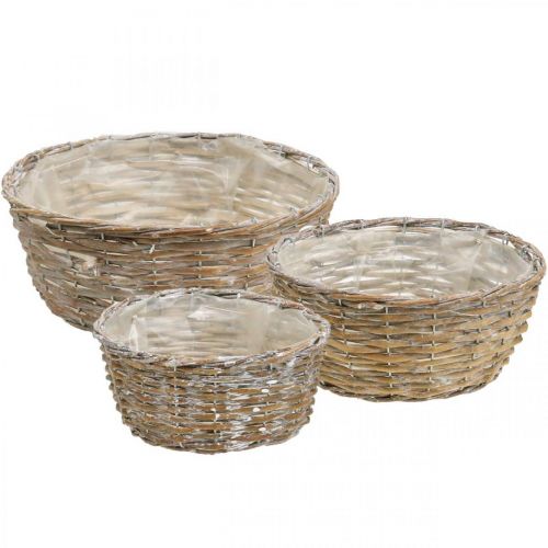 Floristik24 Plantenmand rieten mand white wash Ø21.5/26/Ø31cm set van 3