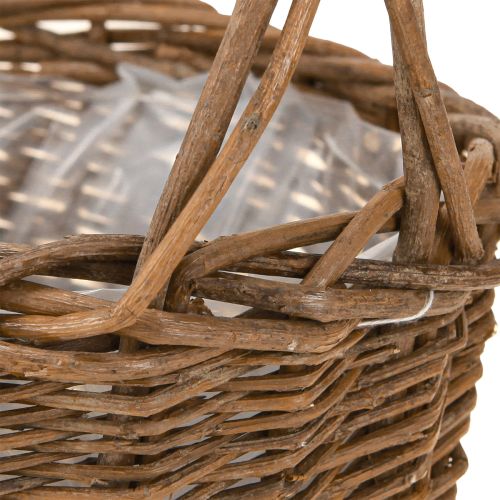 Artikel Plantenmand met handvat ovaal wilg bruin 28/24cm set van 2