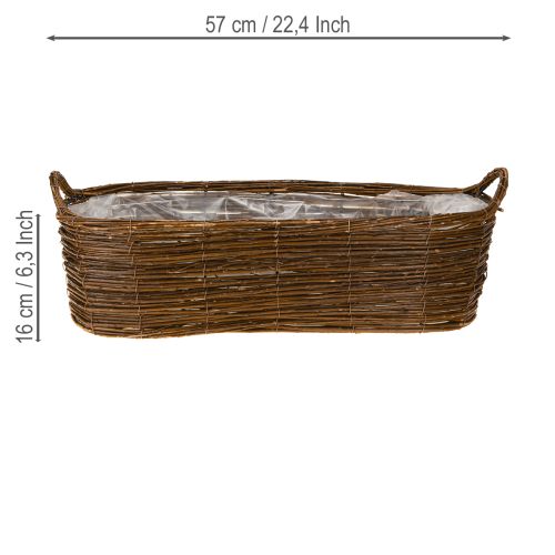 Artikel Plantenmand met handgrepen, ovaal bruin 57/50/42cm, set van 3