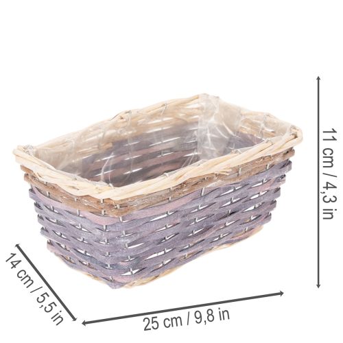 Rechthoekige plantenmand met folie, decoratieve mand, plantenbak, 25 cm, 4 stuks | Floristik24.nl