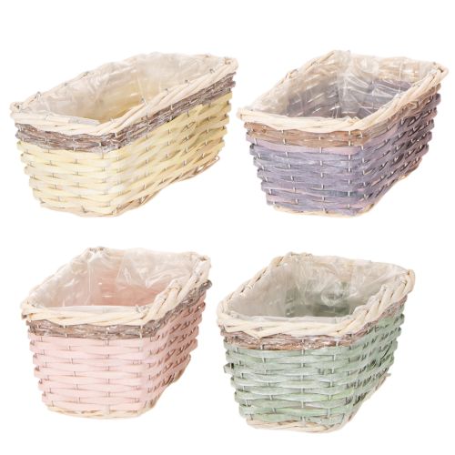 Rechthoekige plantenmand met folie, decoratieve mand, plantenbak, 25 cm, 4 stuks | Floristik24.nl
