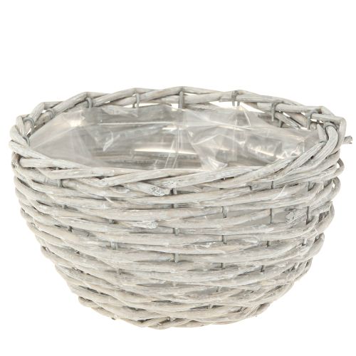 Artikel Plantenmand rond rieten mand witgrijs Ø30/25/20cm set van 3