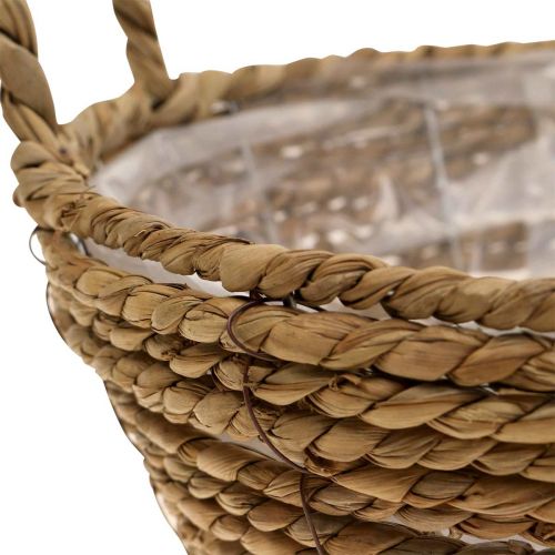 Floristik24 Plantenmand rond zeegrasmand met hengsels decoratieve mand Ø25cm H9cm