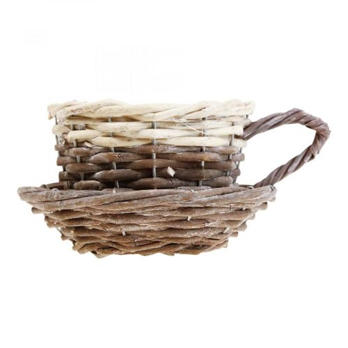 Floristik24 Gevlochten plantenmand, plantenkop met schotel Ø12cm