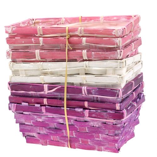 Artikel Frietmandje vierkant paars/wit/roze 8 st