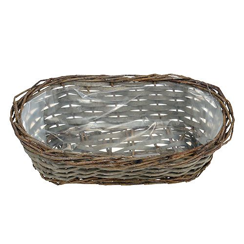 Floristik24 Plantenmand ovaal grijs 30cm x 15cm x 10cm 1p