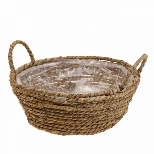 Plantenmand rond zeegrasmand met hengsels decoratieve mand Ø25cm H9cm