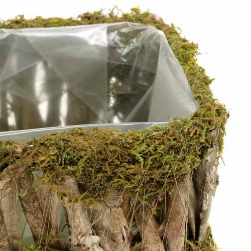 Floristik24 Plantmand hoekig mos, schors 34 × 15,5 / 24,5 × 11cm, set van 2