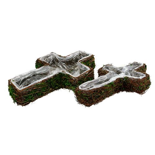 Floristik24 Plantkruis, set van 2 wijnstokken, mos