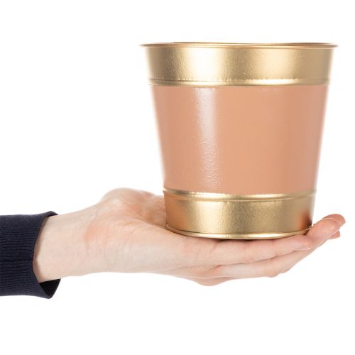 Artikel Metalen plantenpot/bloempot/plantenbak, Ø13cm H12cm, 4 stuks
