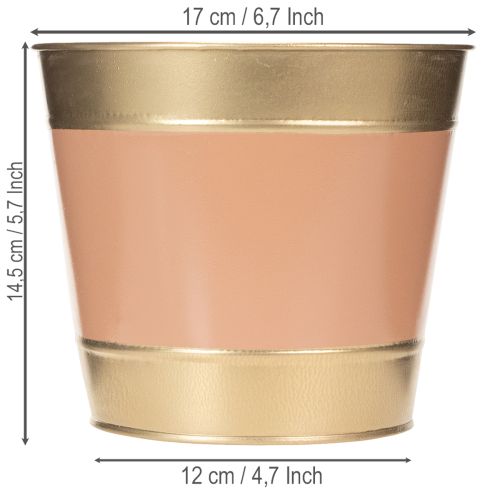 Artikel Metalen plantenpot/bloempot, Ø17cm H14,5cm, 4 stuks