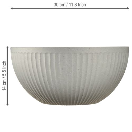 Artikel Bloempot kunststof grijs gevlekte kom met groeven Ø30cm