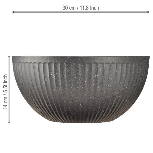 Artikel Bloempot kunststof schaal met groeven antraciet Ø30cm