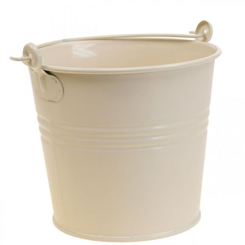 Floristik24 Plantenpot vintage decoratief metaal emmer creme Ø16cm H24cm