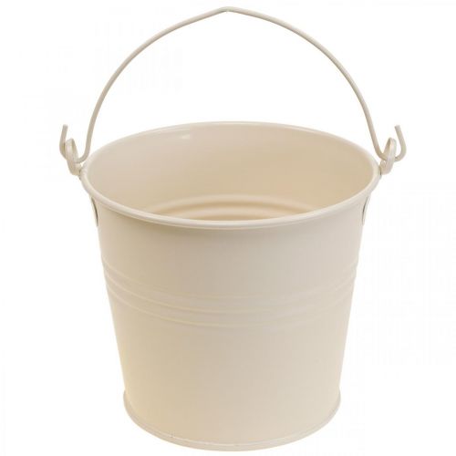 Artikel Plantenpot vintage decoratief metaal emmer creme Ø16cm H24cm