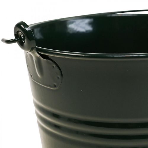 Floristik24 Plantenbak Vintage Deco Metalen Emmer Donkergroen Ø16 H24cm