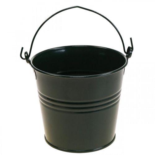 Floristik24 Plantenbak Vintage Deco Metalen Emmer Donkergroen Ø16 H24cm
