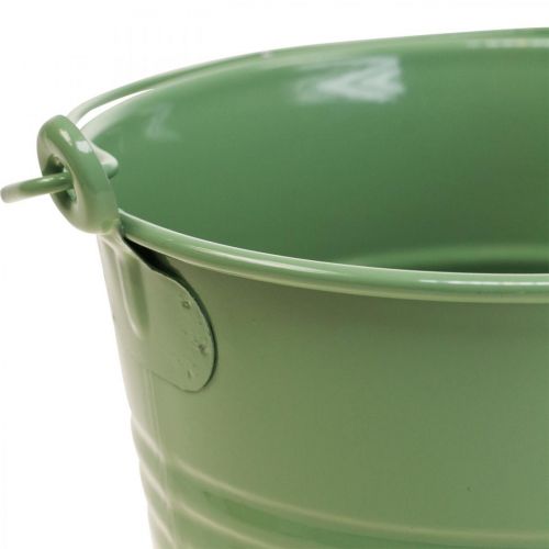 Floristik24 Plantenbak vintage decoratieve metalen emmer lichtgroen Ø16cm H24cm