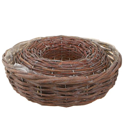 Floristik24 Plantenring Plantenschaal Hout Natuurlijk Grijs Ø30/35cm Set 2st