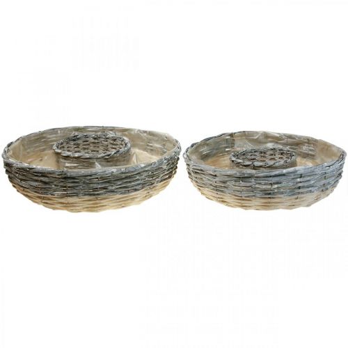 Floristik24 Plantenring wilg naturel plantenschaal Ø44/38cm set van 2 white wash