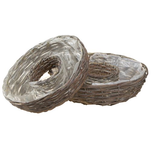 Floristik24 Plantenringen Hout Rotan Natuurlijk Grijs Ø40/45cm Set van 2