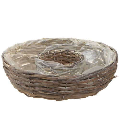 Floristik24 Plantenringen Hout Rotan Natuurlijk Grijs Ø40/45cm Set van 2