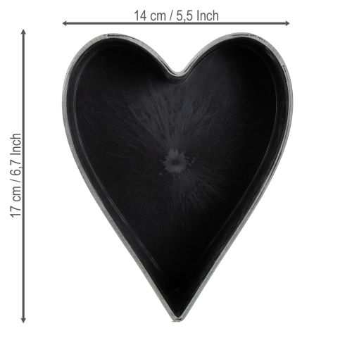 Artikel Plantenschaal hart decoratieve kunststof schaal antraciet 13×16×6,5cm