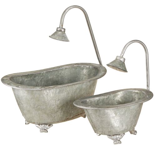 Floristik24 Plantenschaal Metaal Mini Badkuip 22,5cm/27,5cm Set van 2