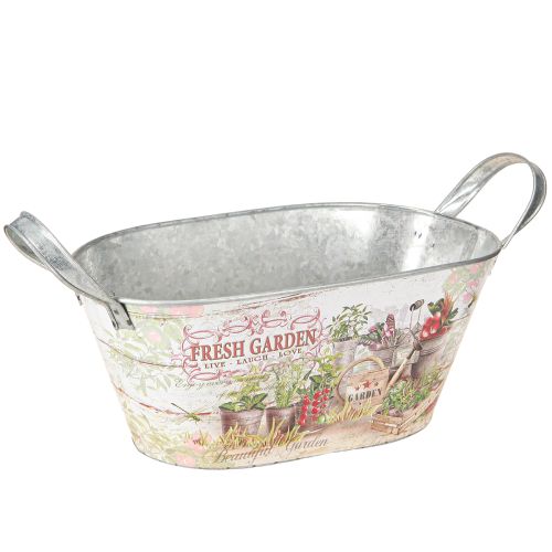Floristik24 Metalen plantenbak ovaal Fresh Garden 34,5x14x15,5cm