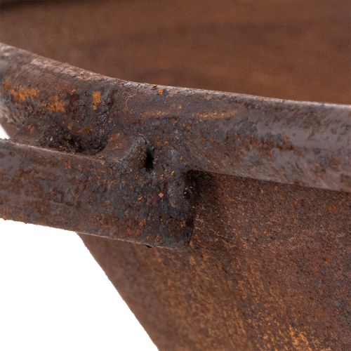 Plantenbak, roestkleurige bak met handvat, metalen plantenbak, Ø31cm | Floristik24.nl