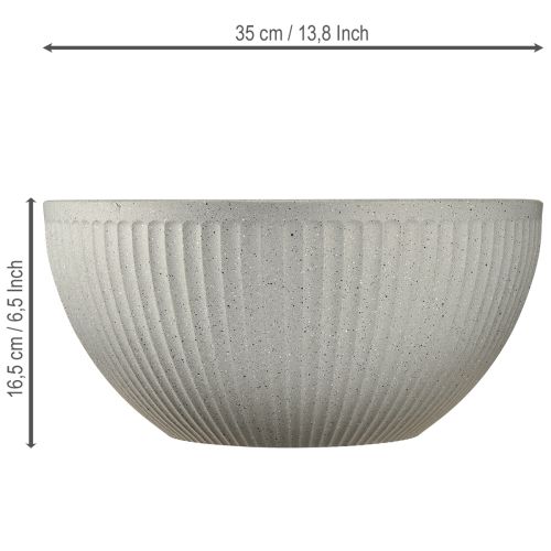 Artikel Plantenbak, gevlekt grijs kunststof, Ø35cm, H16,5cm