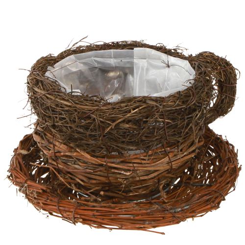 Plantenschaal beker stro wijnstokken naturel bruin Ø20cm 2st