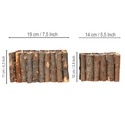 Artikel Plantenschaal vierkant naturel berken takken 14,5/20cm set van 2
