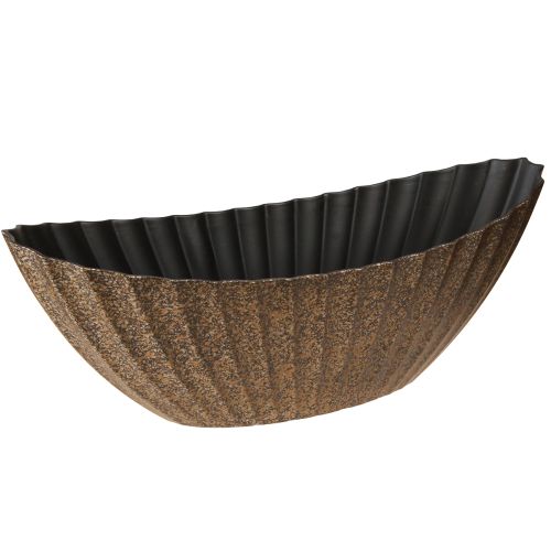 Floristik24 Plantenschaal met groeven ovaal antraciet goud 41,5×16×16cm