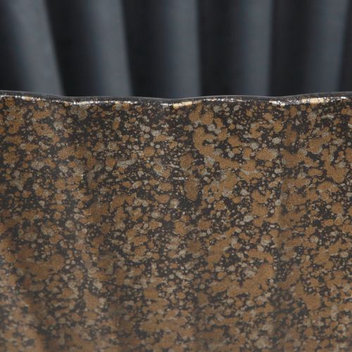 Floristik24 Plantenschaal met groeven ovaal boot antraciet goud 36cm