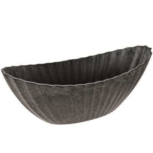 Plantenschaal met groeven ovaal boot antraciet 36cm