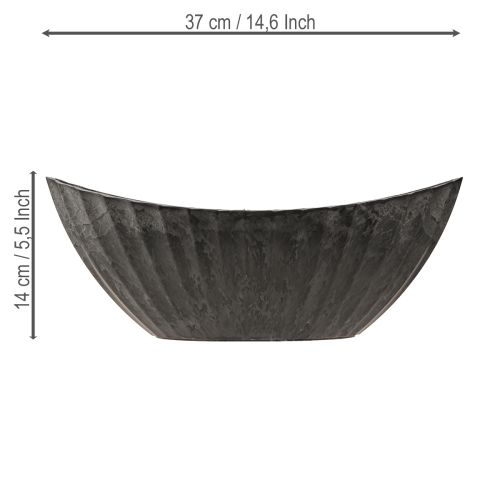 Floristik24 Plantenschaal met groeven ovaal boot antraciet 36cm