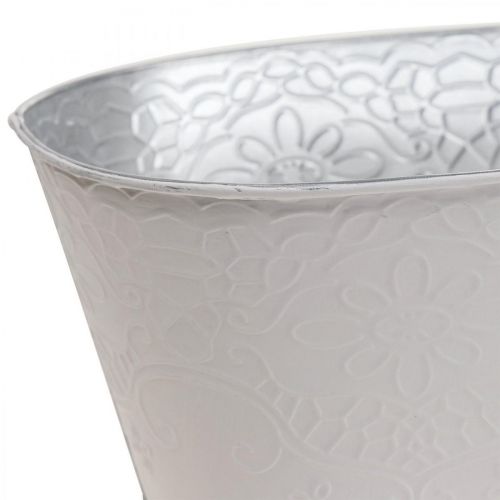 Floristik24 Plantenschaal metaal bloemenschaal ovaal creme 25x14,5x10cm